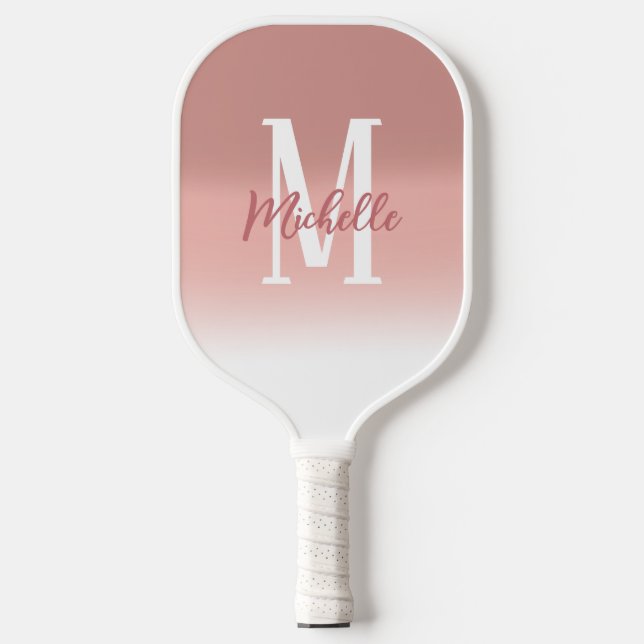 Modern Pink Bold Monogram  Pickleball Paddle (Front)