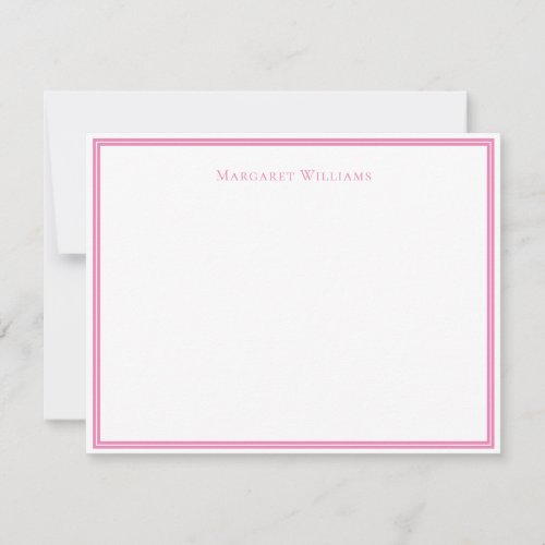 Modern Pink Border Chic Note Card