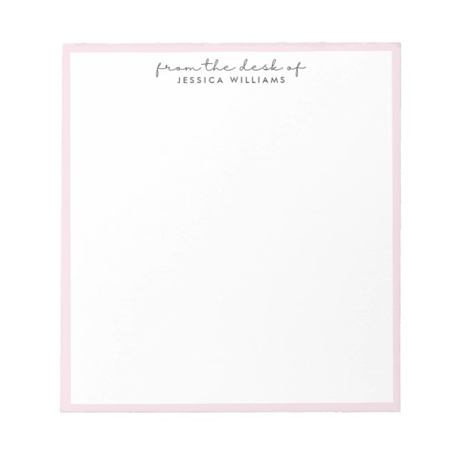 modern, pink border from the desk of notepad (Front)
