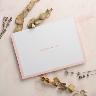 Modern Pink Border Orange Stationery Note Card