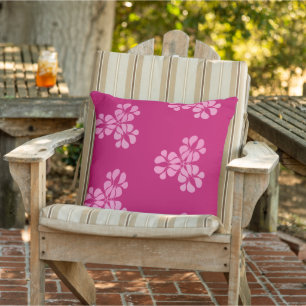 Modern Pink botanical Floral Droplet pattern Outdoor Pillow