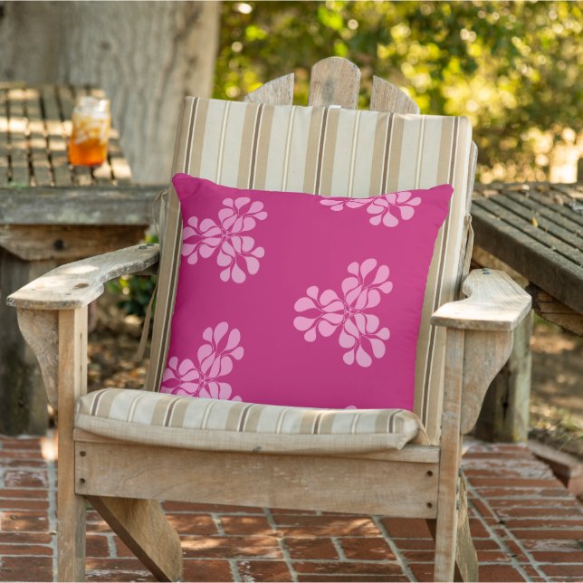 Modern Pink botanical Floral Droplet pattern Outdoor Pillow (Chair)