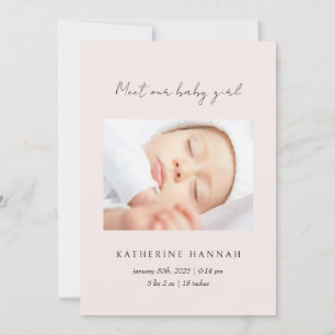Modern Pink Bow Baby Naming  Invitation