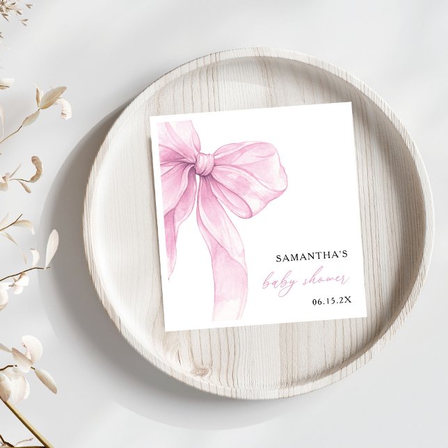 Modern Pink Bow Baby Shower Napkins (Creator Uploaded)
