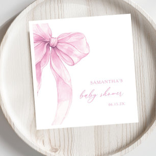Modern Pink Bow Baby Shower Napkins