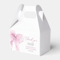 Modern Pink Bow Baby Shower Thank You