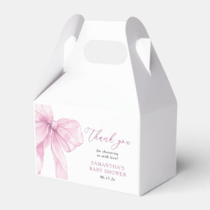 Modern Pink Bow Baby Shower Thank You Favor Boxes