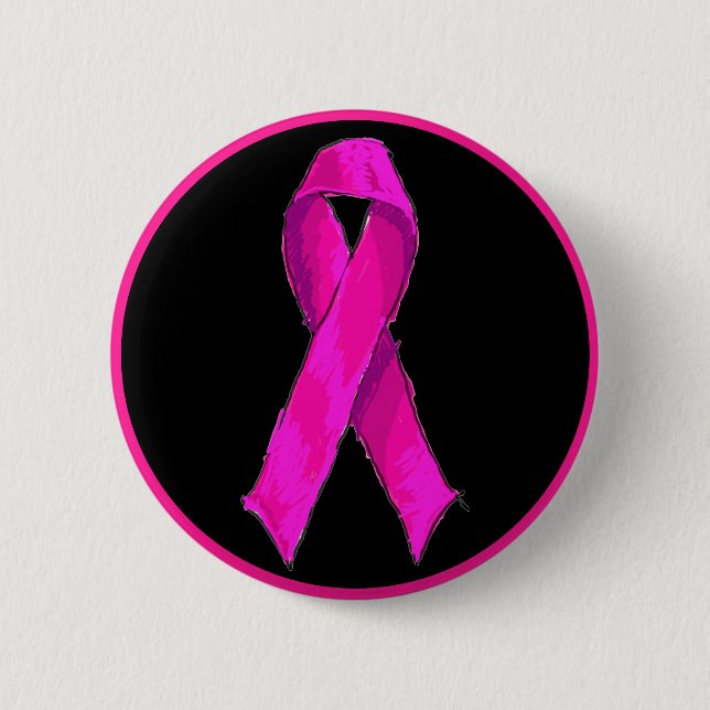 Modern Pink Bow Breast Cancer Awareness & Support Button (Front)