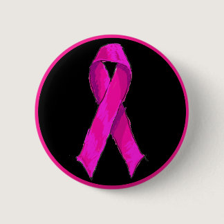 Modern Pink Bow Breast Cancer Awareness & Support Button
