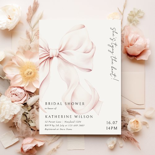 Modern Pink Bow Bridal Shower Invitation