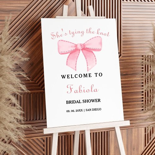 Modern  Pink Bow Bridal Shower Welcome Sign