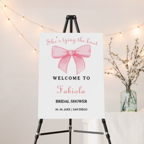 Modern  Pink Bow Bridal Shower Welcome Sign
