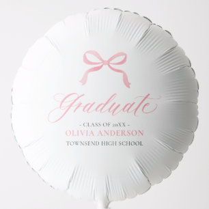 Modern Pink Bow Coquette Graduate Graduation Balloon