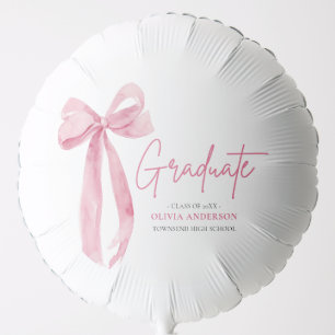 Modern Pink Bow Coquette Graduate Graduation Balloon