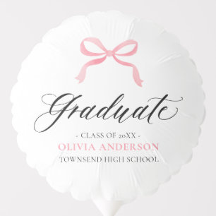 Modern Pink Bow Coquette Graduate Graduation Balloon