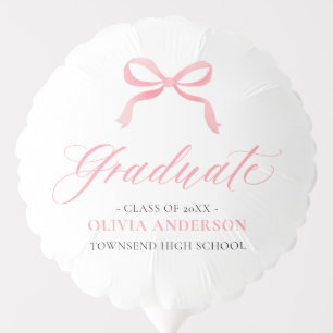 Modern Pink Bow Coquette Graduate Graduation Balloon