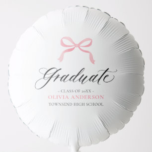 Modern Pink Bow Coquette Graduate Graduation Balloon