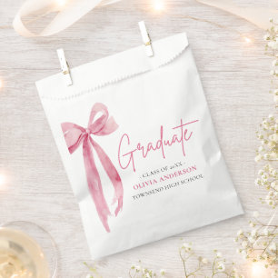Modern Pink Bow Coquette Graduate Graduation Favor Bag