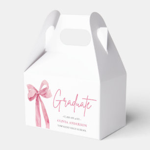 Modern Pink Bow Coquette Graduate Graduation Favor Boxes