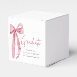 Modern Pink Bow Coquette Graduate Graduation Favor Boxes