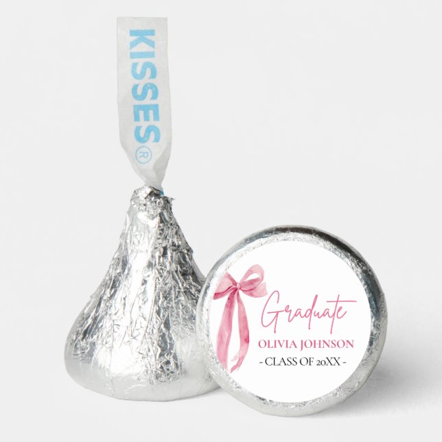 Modern Pink Bow Coquette Graduate Graduation Hershey®'s Kisses® (Front)