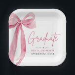Modern Pink Bow Coquette Graduate Graduation Paper Plates<br><div class="desc">🎀🎓 Modern Pink Bow Coquette Graduate Graduation Paper Plates 🎓🎀 Celebrate in style and elegance with these Modern Pink Bow Coquette Graduate Graduation Paper Plates! Featuring a delicate pink bow and sophisticated typography, these plates add a chic and feminine touch to your high school or college graduation party. Perfect for...</div>