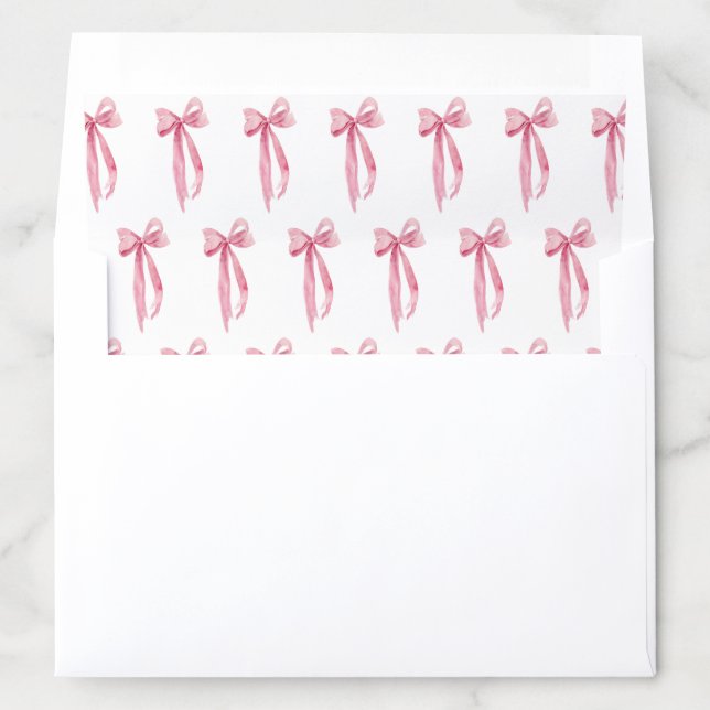 Modern Pink Bow Coquette Graduation Return Address Envelope Liner (In Envelope)