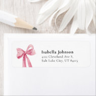 Modern Pink Bow Coquette Graduation Return Address Label