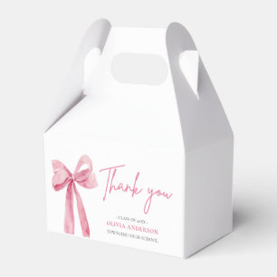 Modern Pink Bow Coquette Thank you Graduation Favor Boxes