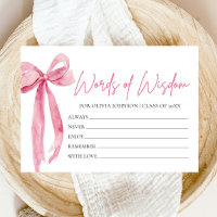 Modern Pink Bow Graduation Advice Words of Wisdom