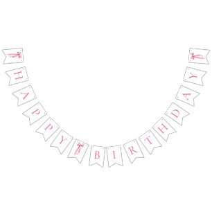 Modern Pink Bow Happy Birthday Bunting Banner