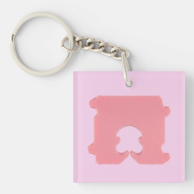 Modern Pink Bread Clip Geometric Silhouette Keychain (Front)