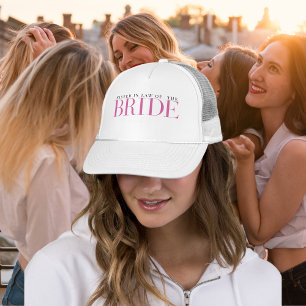 Modern Pink Bride Custom Bridal Party Role Trucker Hat