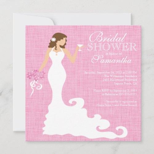 Modern Pink Bride Wine Bridal Shower Personalized Invitation