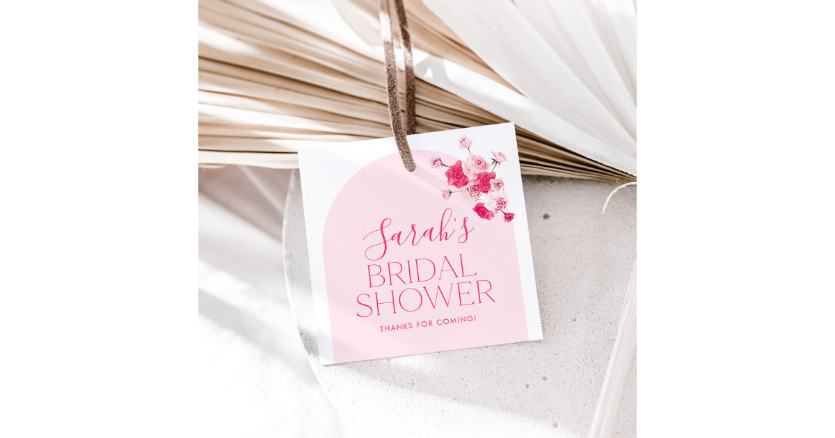 Modern Pink Bright Floral Bridal Shower Favor Tag Zazzle