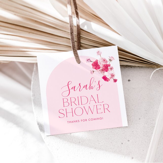 Modern Pink Bright Floral Bridal Shower Favor Tag (Creator Uploaded)