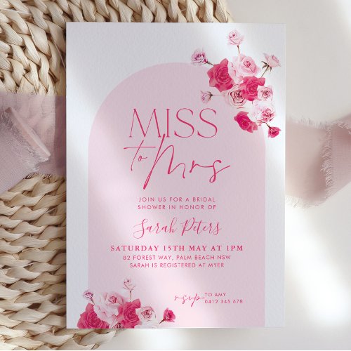 Modern Pink Bright Floral Bridal Shower Roses Invitation