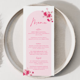 Modern Pink Bright Floral Bridal Shower Roses Menu