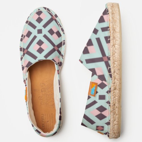 Modern Pink Brown Blue Geometric Pattern Espadrilles