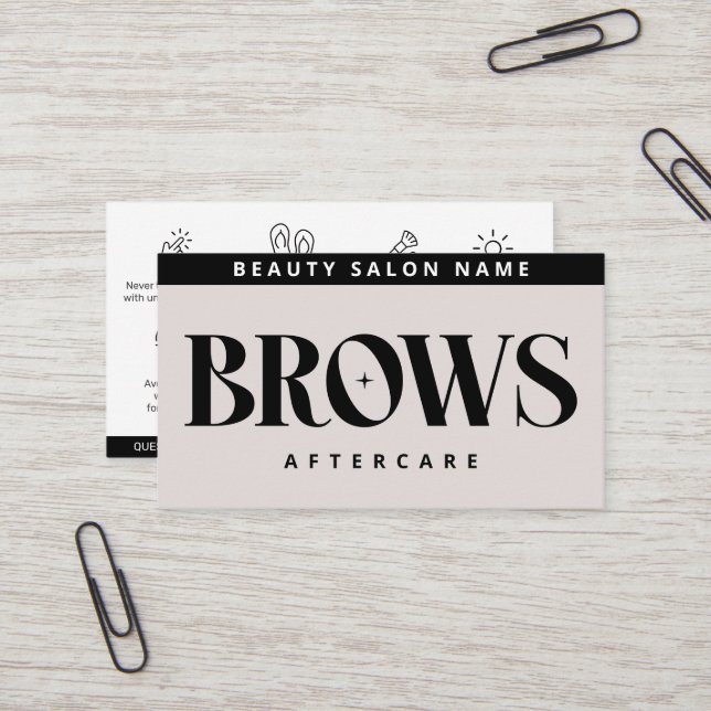 Modern Pink Brows Aftercare PMU Brow Instructions Business Card