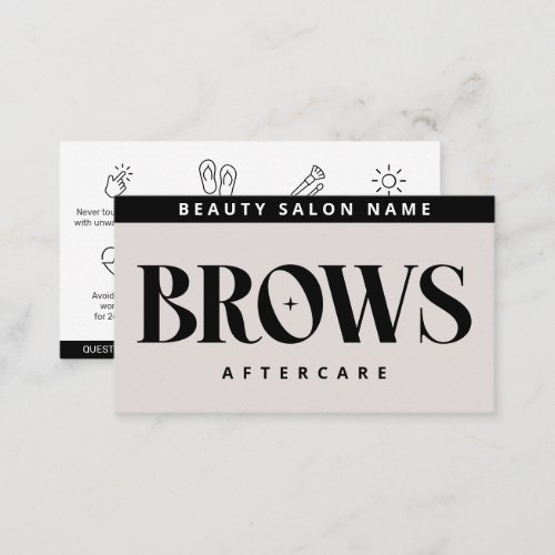 Modern Pink Brows Aftercare PMU Brow Instructions Business Card