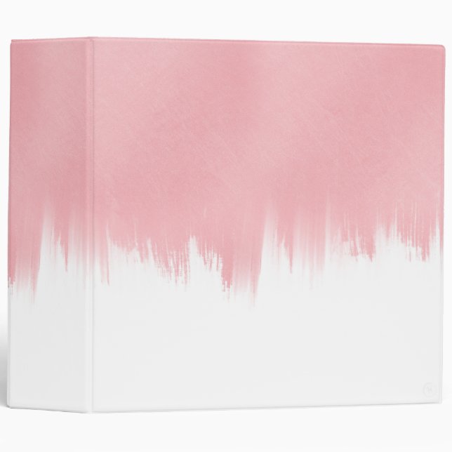 Modern Pink Brush strokes white Design 3 Ring Binder (Front/Spine)