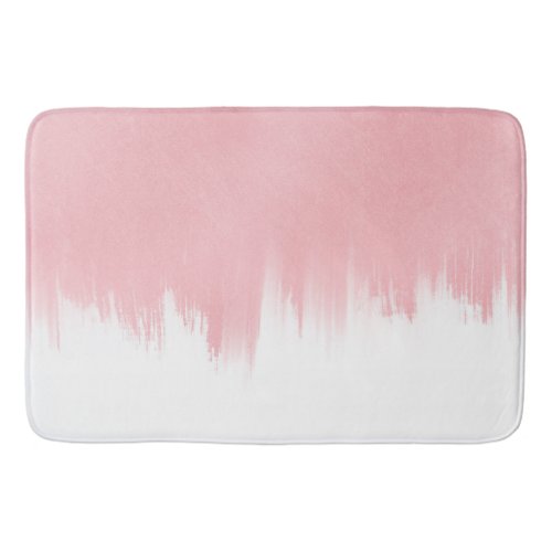 Modern Pink Brush strokes white Design Bath Mat