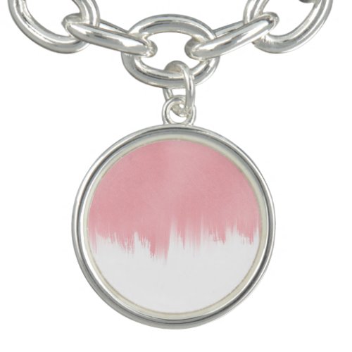 Modern Pink Brush strokes white Design Bracelet