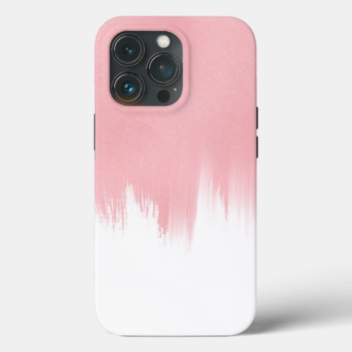 Modern Pink Brush strokes white Design iPhone 13 Pro Case