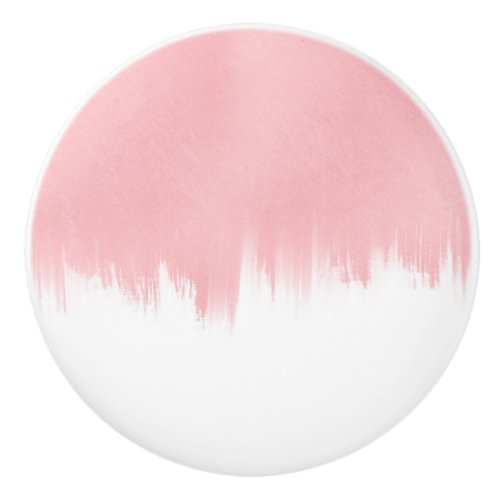 Modern Pink Brush strokes white Design Ceramic Knob