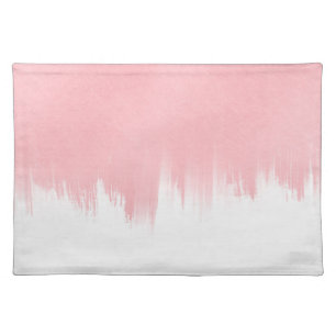 Modern Pink Brush strokes white Design Cloth Placemat