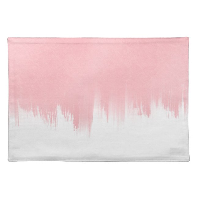 Modern Pink Brush strokes white Design Cloth Placemat (Front)