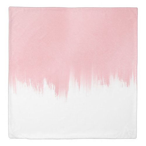 Modern Pink Brush strokes white Design Duvet Cover