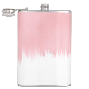 Modern Pink Brush strokes white Design Flask